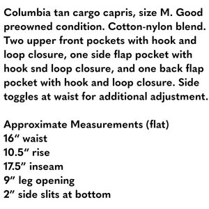 Columbia tan cargo capris, size M
